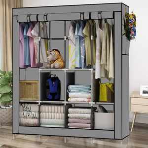 GQK Moderno Armario de Almacenamiento Antipolvo con Perchero, Tela No Tejida, Tubo de Acero, Riel Deslizante con Amortiguador Único, Montaje Desmontable en Puerta - Product Image 5