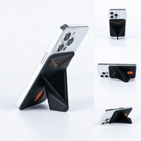Neues Design Handy zubehör Tragbare Halterung Magnetischer Leder Telefon halter Metall PU Brieftasche Karten halter Mit Telefonst änder