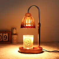 Lampe chauffe-bougie électrique décorative de chambre à coucher, élégante, tendance, en métal gaufré, avec minuterie, sans fumée, pour chauffage parfumé et intensité réglable
