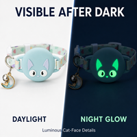 Collier réglable pour animaux de compagnie avec support AirTag, en nylon réfléchissant, lumineux dans le noir, anti-perte, pour chats et chiens, pour l'extérieur