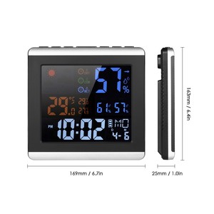 Station météo murale intelligente électronique à écran LCD numérique à commande vocale <span class=keywords><strong>en</strong></span> ABS, affichage de la température et de l'humidité pour la décoration de la maison et de la chambre à coucher - Product Image 2