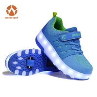Nouvelles Chaussures à Roulettes pour Enfants à 2 Roues, Semelle de Skateboard Tendance avec Roulettes, Chaussures de Roller Lumineuses à LED pour Enfants