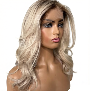 Peluca de Cabello Humano con Frente de Encaje 13x4 Pre-Arrancada Personalizada, Sin Pegamento, Ondas Suaves, Ombre <span class=keywords><strong>Rubio</strong></span>, Cabello Virgen - Product Image 3