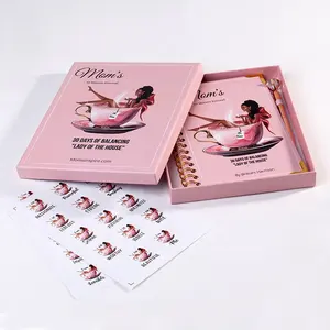 Aangepaste Hardcover Spiraal 5 Minuten Roze Notebook Ongedateerde Moeder Dagelijks Dankbaarheid Dagboek Cadeau Set