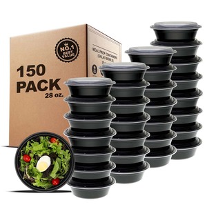 Microwaveable 500ml PP Plastic Disposable Round Bowls Food Container And LDPE Lids With Lids