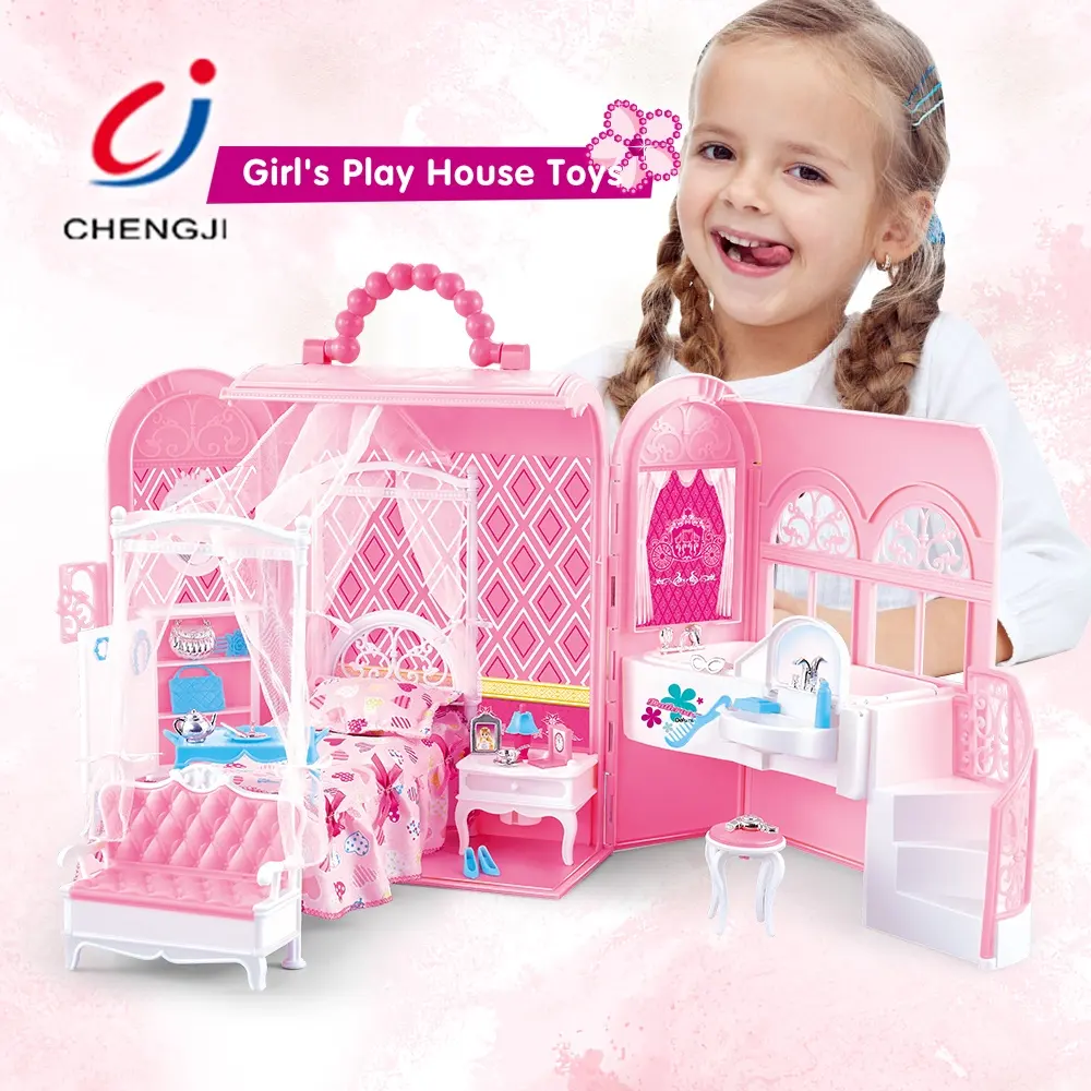 Fashion kids plastic play house girls toy doll house play set