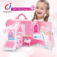 Set Mainan Rumah Boneka Anak Perempuan, Set Mainan Rumah Boneka Plastik Modis untuk Anak-anak