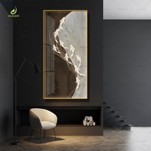 Pintura Mural de Lujo Personalizada al por Mayor con Impresión HD para Decoración del Hogar, Lienzo con Nueve Peces de Cristal y Porcelana con Luz LED - Product Image 4