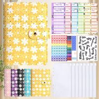 Carnet de budget A6 à feuilles mobiles, carnet de notes Macaron, suivi des dépenses, motif floral, poches zippées détachables