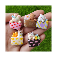 Animales Kawaii en Caja, Adornos de Resina con Parte Posterior Plana para Scrapbooking, Manualidades, Decoración y Accesorios para Slime