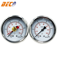 2.5" Water Pressure Gauge 0-10bar/140psi with Red Memory Pointer U-bracket Oil Filled Shock-Resistant Pressure Gauge Back Mount