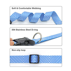 Blue Geometric Pattern <b>Dog</b> <b>Collar</b> Adjustable Buckle Closure Polyester Material All Seasons Simple Style - Product Image 4