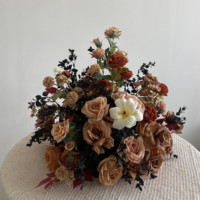 Boule de fleurs artificielle Kahki Brown de qualité supérieure PPS, 40 cm, pour décoration de table de mariage