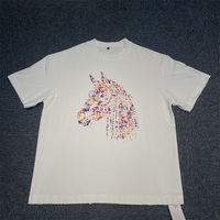 T-shirts en coton 230G pour hommes, personnalisables, avec impression multicolore en relief, T-shirts personnalisés à épaules tombantes pour hommes, T-shirts personnalisés avec logo en mousse