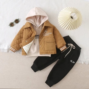 ילדים באיכות גבוהה סט סט 3 חלקים סתיו וחורף מעיל חורף בגדי ילדים סט סט בגדי ילדים הדפסה מזדמנים ללבוש עם מעולה - Product Image 2