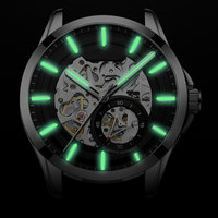 Montres automatiques en acier pour entreprise, avec design d'usine et personnalisables, à mouvement squelette, petite seconde apparente, pour marque privée