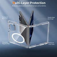 Étui de téléphone intelligent transparent magnétique pour Samsung Z Fold 8 Wide, anti-jaunissement, cristal clair, protection contre les chocs, coque de protection pour téléphone