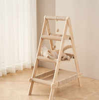 Arbre à chat en bambou à trois niveaux - Conception durable, réglable et écologique pour une utilisation en intérieur, appartements, magasins d'animaux