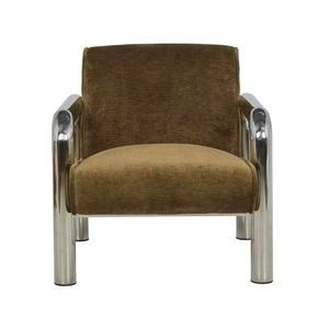 Poltrona in Acciaio Inossidabile Stile Bauhaus, Divano Singolo in Tessuto a Pois Vintage, <span class=keywords><strong>Sedia</strong></span> con Schienale per Soggiorno e Hotel - Product Image 6