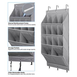 Door-Hanging <b>Storage</b> Rack with 16 Large Capacity Pockets, 600D Oxford Cloth, Suitable for Wardrobe Doors/<b>Narrow</b> Doors - Product Image 2