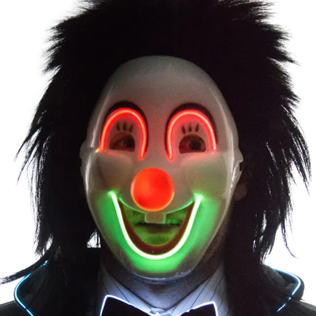 Christmas Ornament Light Up Led Clown Halloween Mask For Events