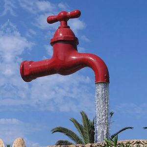 Kare dekorasyon yaratıcı tasarım su musluk şekilli paslanmaz çelik çeşme heykeli - Product Image 5