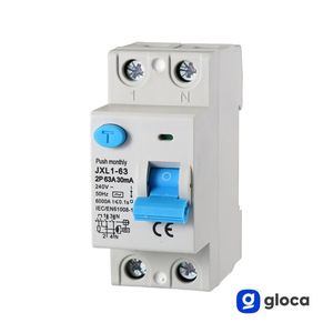 Interrupteur différentiel Gloca JXL1 2P 63A 30mA 250V Classe A Montage sur rail DIN Protection électrique - Product Image 3