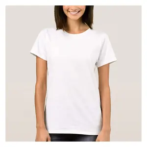 短袖圆领女人基本款t恤空白白色平纹t恤销售