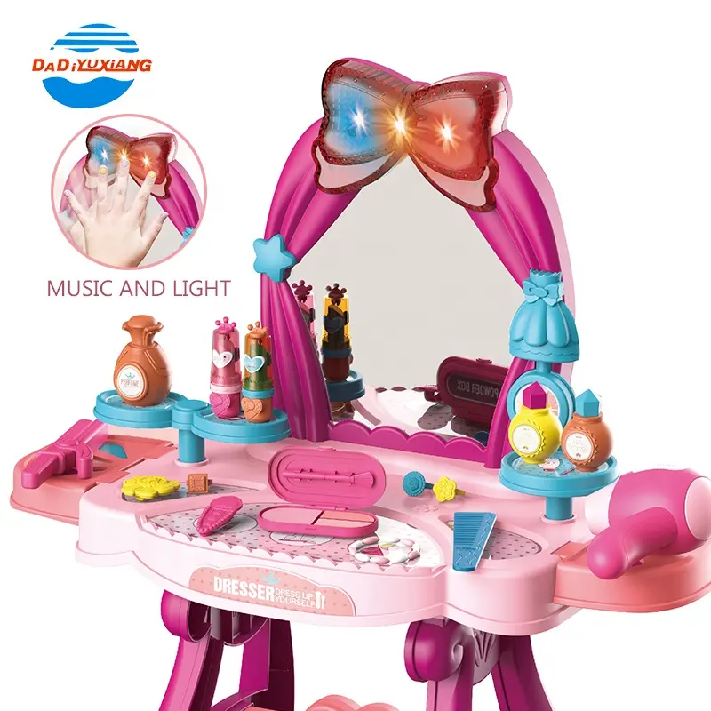 Luxury Light And Music Dressing Table Toy Makeup Table Beauty Toy Makeup Set Girls