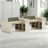 10.5 pieds de long rectangulaire 4 en 1 équipe de travail Coworking espace greffier Table de bureau en bois ordinateur Cluster bureau avec stockage d'imprimante