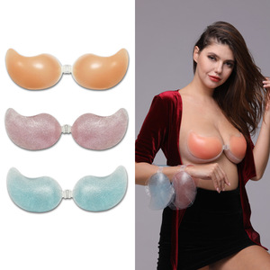 Al por mayor: Adhesivos para sujetador push-up con cierre frontal en forma <span class=keywords><strong>de</strong></span> mango, cubrepezones <span class=keywords><strong>de</strong></span> <span class=keywords><strong>silicona</strong></span> invisibles, autoadhesivos, sin tirantes y sin espalda - Product Image 1