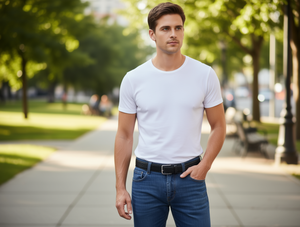 Cintura da uomo 3,5 cm con fibbia girevole in lega, stile casual pressofuso AHT100048 - Product Image 2