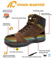 Chaussures de sécurité industrielles pour hommes, bottes de travail, embout en acier, anti-perforation, cuir Crazy Horse, semelle antidérapante en PU