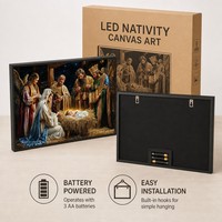 Vierge Marie mur lumière LED peinture avec minuterie, éclairer toile mur Art photos pour salon décoration murale
