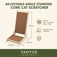 Griffoir pour chat en liège réglable en hauteur, 330x320x610mm, avec cadre en bois, pour chats d'intérieur