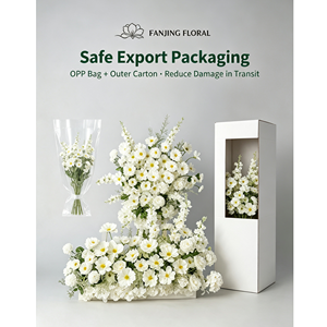 Composition florale de sol de mariage en soie blanche réaliste, faite à la main, pour allée de cérémonie, décoration de luxe - Product Image 4