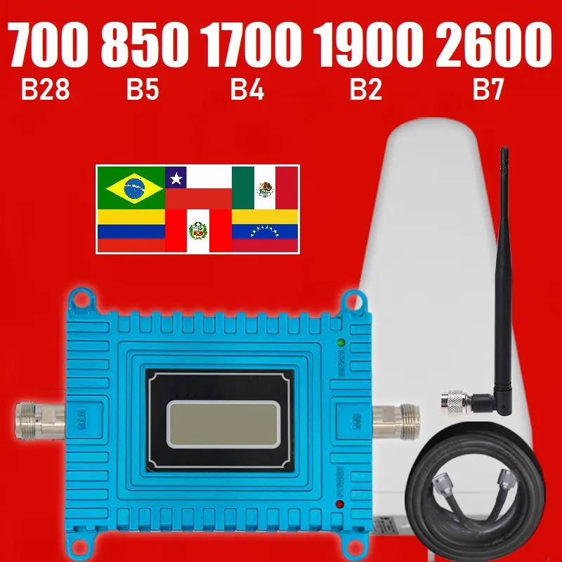 Amplificador de señal de teléfono móvil, repetidor de señal GSM 4G 5G, banda 4G LTE, 28, 700 MHZ, B28, 700 MHZ, con antena de látigo LDPA de registro