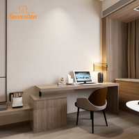 Ensemble de chambre d'hôtel contemporain pour hôtel d'affaires, lit Queen Size, tête de lit capitonnée, meubles en contreplaqué et MDF, écologique, résistant à l'eau