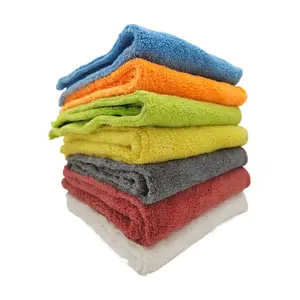无边珊瑚绒面料毛巾强力吸水绿色橙黄色定制彩色智能超细纤维清洁布