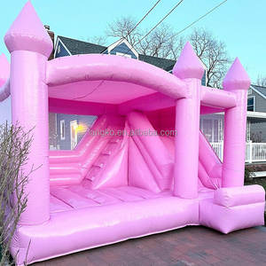 บ้านเด้งดึ๋งสีขาวสำหรับใช้ในบ้านสีชมพูบ้านเด้งเป่าลมมีสไลเดอร์ - Product Image 2