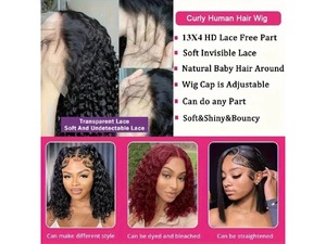 Perruques Courtes Bob en Cheveux Humains Vierges Vietnamiens Naturels, Bouclés Crépus, avec Dentelle Transparente HD, Sans Colle, pour Femmes Noires - Product Image 5