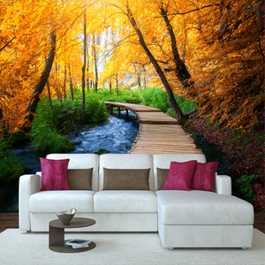 Mural de Pared Autoadhesivo Impermeable de Seda con Paisaje de Río en Bosque Otoñal, Moderno, para Comedor, Dormitorio, Sala de Estar, Fácil Instalación - Product Image 5