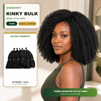 Extensions de cheveux synthétiques en vrac pour tresses, texture crépue, 14 pouces, 120g, 24 mèches, basse température, vente en gros