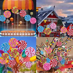 Scultura Gigante in Fibra di Vetro a Forma di Lecca-lecca a Grandezza Naturale, Statua Artistica a Tema Caramella per Centri Commerciali, Negozi, Caffè, Eventi, Feste e Oggetti di Scena Fotografici - Product Image 2