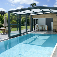 Jiake Bewegliches Glashaus Schiebe- und Ausziehbarer Aluminium-Wintergarten Vorgefertigter Großer Aluminium-Glas-Wintergarten für Schwimmbäder