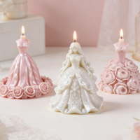 Cetakan Lilin Silikon Gaun Pengantin Bunga Mawar 3D, Cetakan Resin Sabun Gaun Putri untuk DIY Hadiah Pernikahan Buatan Tangan Dekorasi Rumah
