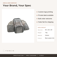 Sac de transport pliable pour animaux de compagnie Oxford, respirant, à cinq côtés en maille, pour chats et petits chiens, vente en gros, OEM ODM