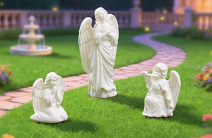 Statuetta Angelo Bianco con Ali, Scultura Religiosa in Resina, Ornamento da Esposizione per Chiesa, Giardino o Parrocchia, Regalo per Battesimo o Preghiera - Product Image 6
