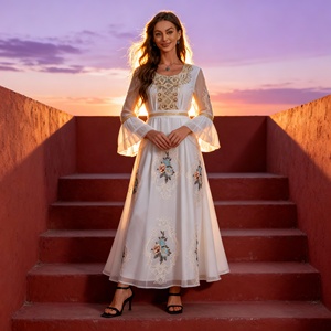 Robe Abaya en Polyester Brodée de Luxe Personnalisée en Gros pour Femmes Musulmanes Élégante Soirée Occasion Spéciale - Product Image 2