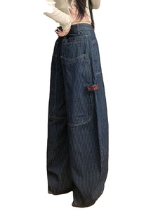 Jeans American Vintage de mezclilla lavada de corte recto y holgado para <span class=keywords><strong>mujer</strong></span>, estilo hip hop, lavables, con remaches, para verano - Product Image 1